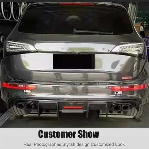 Labio difusor de parachoques trasero de carbono real con luces LED para Audi Q5 SQ5 2012-2018 - Imagen 4 de 9
