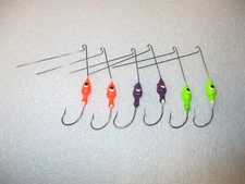 Spinner Bait Heads 1/4 oz. painted Three Colors And Eyed With Hooks 6 Pieces