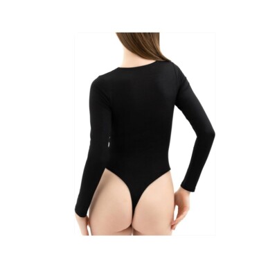 Women's Double Lined Square Neck Long Sleeve Bodysuit Size L | eBay
