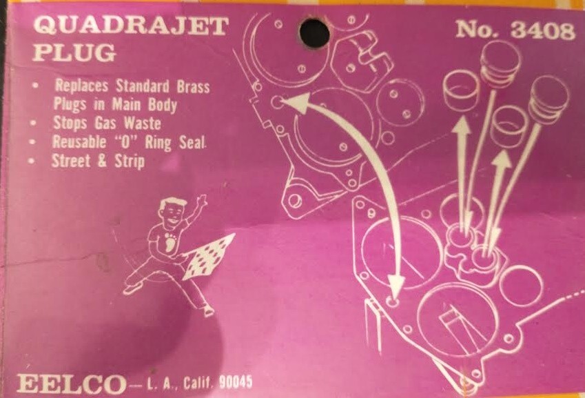 EELCO Rochester 4bbl pre 1968 Quadrajet Aluminum Plug Kit Street
