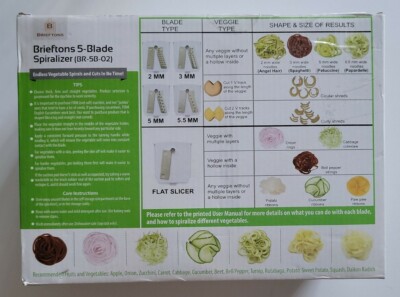 Brieftons 5-Blade Spiralizer Strongest-and-Heaviest Duty Vegetable Spiral Slicer