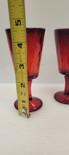 Glass Cordial Diamond Quilted Ruby Red by WRIGHT GLASS pair 2 - Picture 3 of 9