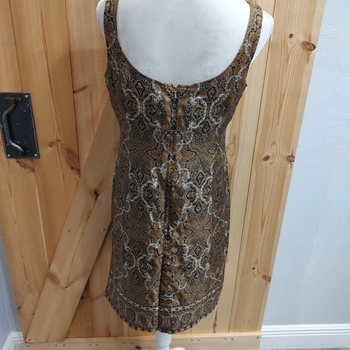 Vtg Emanuel Ungaro Silk Slip Dress Sz 8 42 Petite Paisley In Brown Cream & Black - Picture 4 of 15