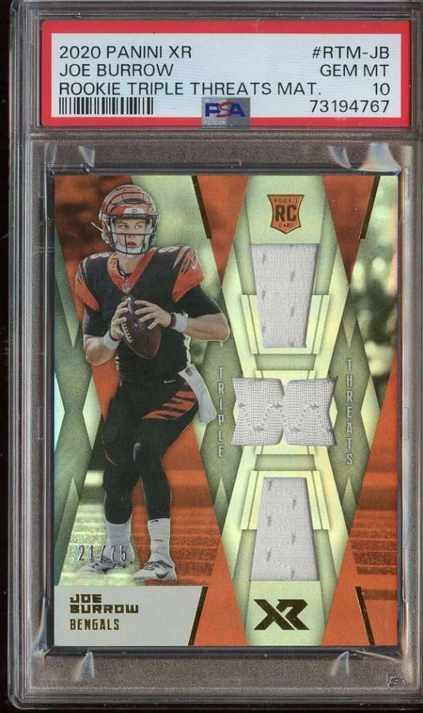 Joe Burrow Panini XR Rookie Triple Threats Materials #RTMJB Base