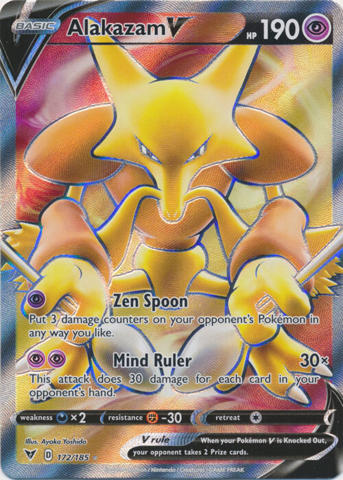Alakazam V (Full Art) - 172/185 Ultra Rare Vivid Voltage NM Pokemon TCG