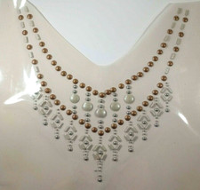 Hotfix Neckline Design In Brown and Pearl Nailhead Studs
