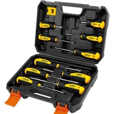 11-piece Magnetic Screwdriver Set with Case, 5 Phillips & 5 Flat Head Tips with
