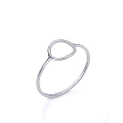 Silver Circle Outline Shaped Ring