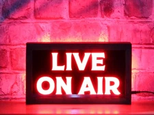 LIVE ON AIR LED Sign - 12x7  Wood Box Studio Streamer Decor Remote-Light
