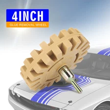 Decal Removal Eraser Wheel w/ Power Drill Arbor Adapter 4-inch Rubber Pinstripe