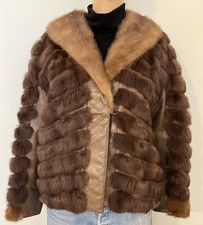 King Furs-60s/70s Vintage, Rabbit/mink Fur Trim, Chocolate Leather Coat. Size-s
