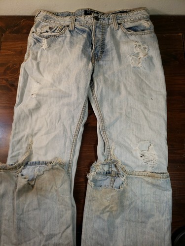 Guess Falcon men's size 35x32 denim jeans slim boot button fly distressed  K11 | eBay
