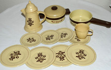 14 piece PFALTZGRAFF VILLAGE Ohio Art Childs Toy Metal  plastic dishes USA EUC