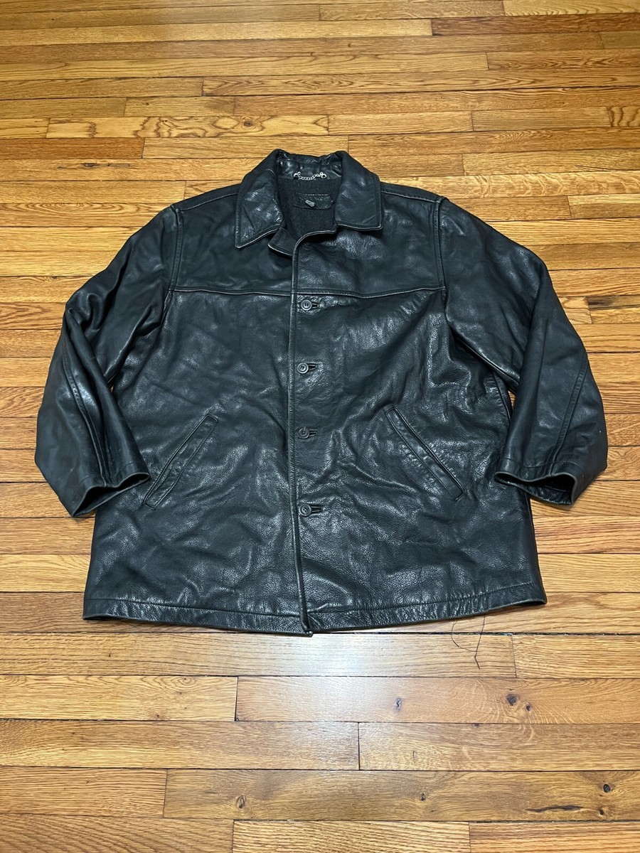 Vintage J. Crew Leather Jacket Mens Sz XL Full Zip Bomber