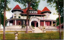 Antique Postcard Winona Lake Beyer Home IN IND