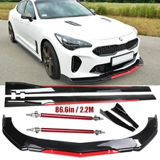 Front Bumper Lip Splitter Spoiler Side Skirt Bod Kit For KIA Stinger Forte Optim