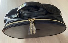 Lancome Paris Black Faux Leather Travel Case Makeup Bag Case with Handle
