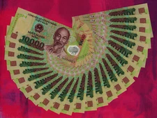 25 x 10,000 Vietnam Dong Banknotes Currency = 1/4 Million 100 % Authentic w/ COA