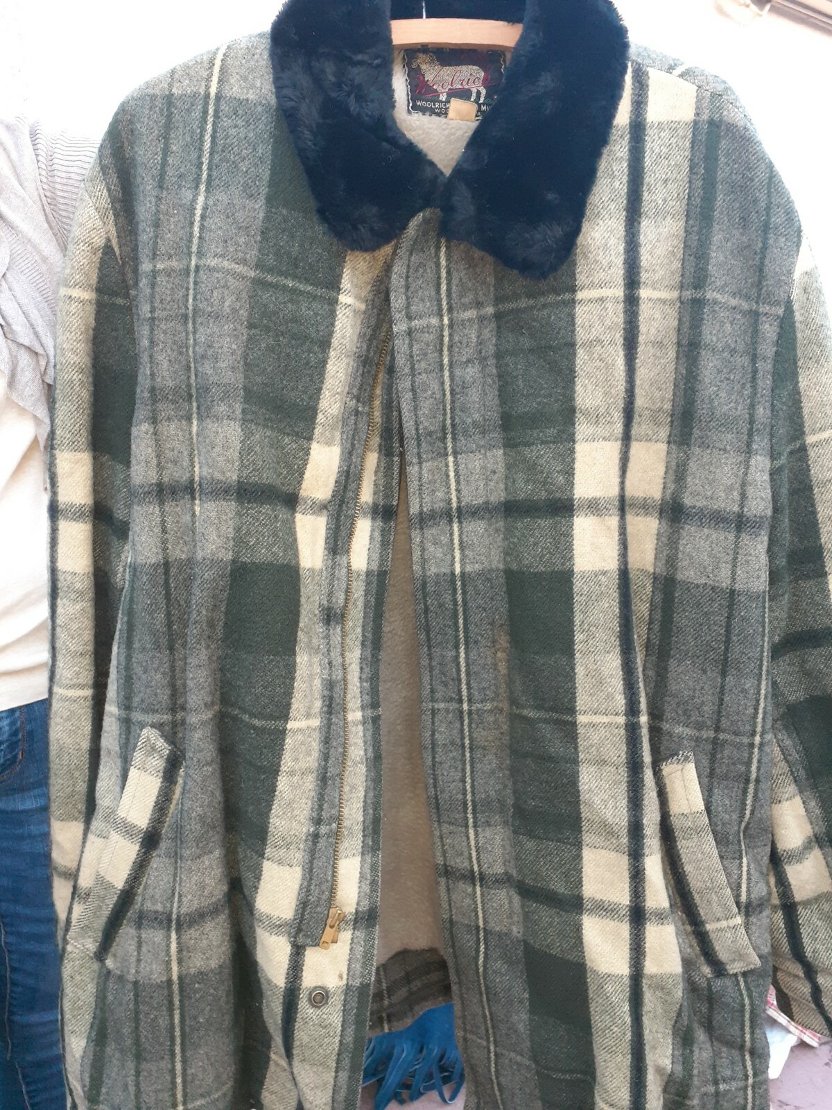 Vintage Woolrich Wool Coat Fur Collar eBay