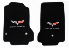 New Black Carpet Floor Mats 2005-2007 Corvette W Embroidered Flag Emblem Logo