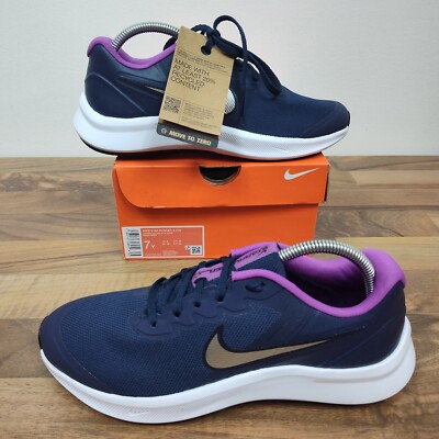 Nike Star Runner 3 GS Midnight Navy/Metallic Silver DA2776-404 Size 7Y