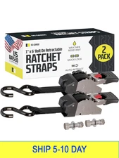 DC Cargo Mall Bolt-on Auto Retractable Ratchet Straps - (2 Pack) 1 Inch x 6 Ft -