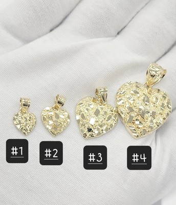 10kt Nugget Heart pendant Yellow Gold , Brand New Real 10kt Gold Diamond cut