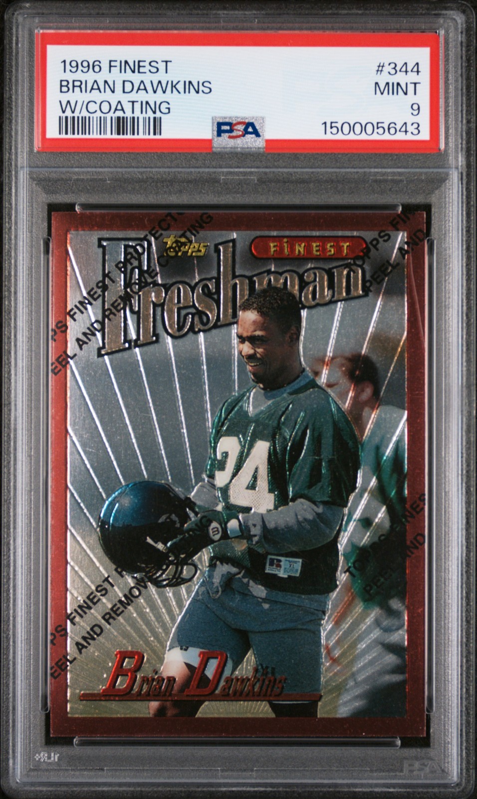 1996 FINEST W/COATING #344 BRIAN DAWKINS ROOKIE RC PSA 9