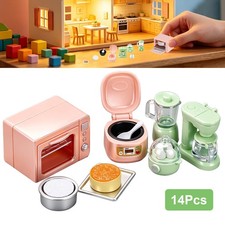 14PCS Dollhouse Miniature Kitchen Appliances Set Mini Cooking Accessories Decor