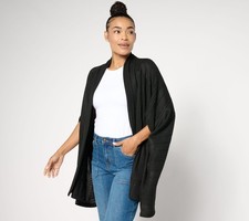 Cuddl Duds Women's Top Sweater Sz 2XS XXS Varigated Rib Cocoon Black A656109