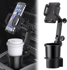 Car Cup Holder Phone Mount, Universal Auto Cell Stand with Drink Black