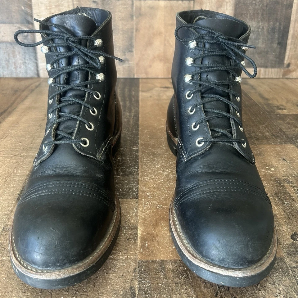 Red Wing 8114 Iron Ranger 皮革工作靴男式 8.5 D — 第 3/4 张图片