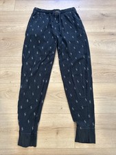 Polo Ralph Pajama Pants Mens S Small Black Sleepwear Jogger All Over Pony Lounge
