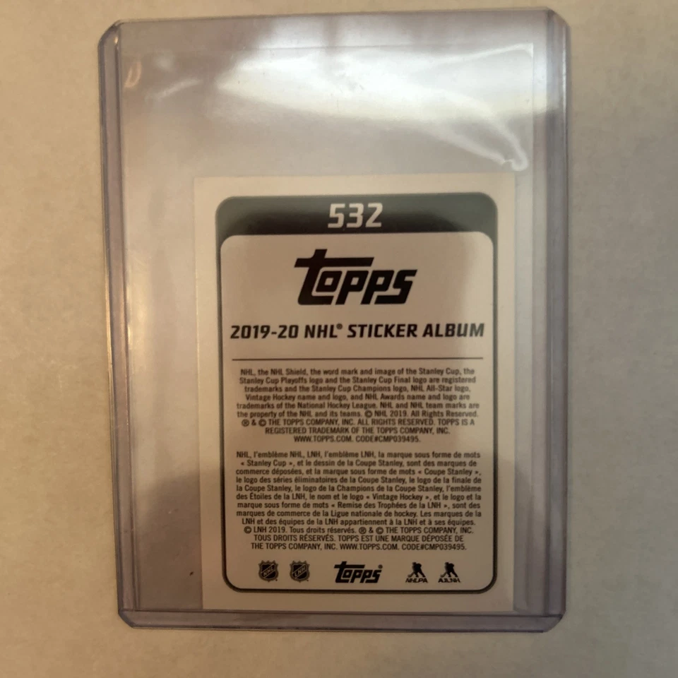 2019-20 Topps NHL Stickers Mackenzie Blackwood Rookie Debut #533 - Image 2 of 2