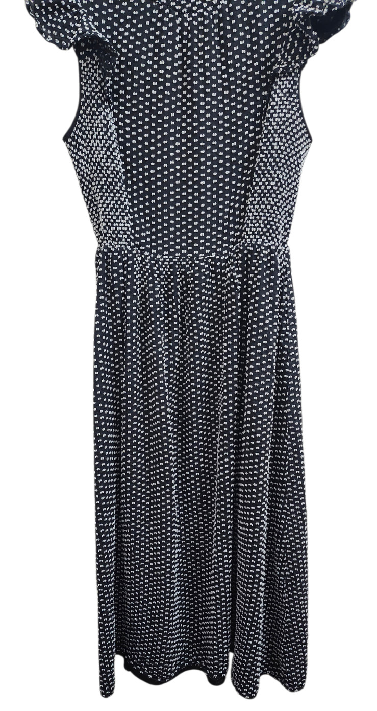 Kate Spade Clip Dot Midi Dress Black White High Neck Ruffle A-Line Silk Blend 6 thumbnail 5