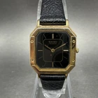 Seiko Watch Women 20mm Black Dial Gold Tone Octagon 7320-5059 New Battery