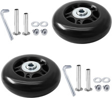 Luggage Wheels Replacement, 70 X 24Mm, Black Rubber, 2Pcs