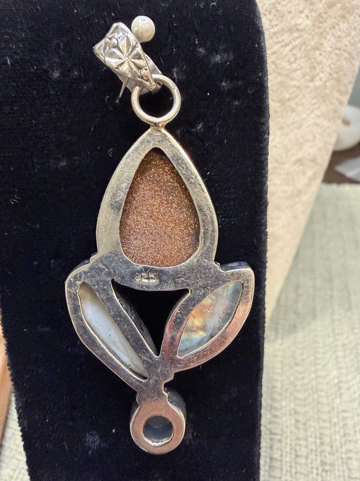 Unique Multi Stone Sterling Silver Statement Pend… - image 4