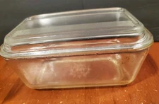 Pyrex Clear Rectangle Glass Refrigerator Dish 502-B, w/ Ribbed Lid 502-C