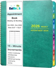 2026 Appointment Book Large 8.5"x10.5" Daily Planner Weekly Monthly Tabs Soft Co