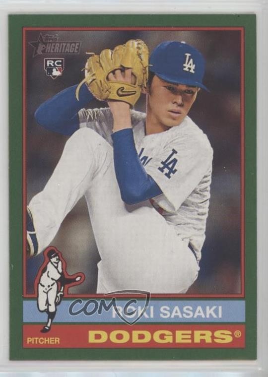 2025 Topps Heritage Dark Green Border Roki Sasaki #224 0s7h