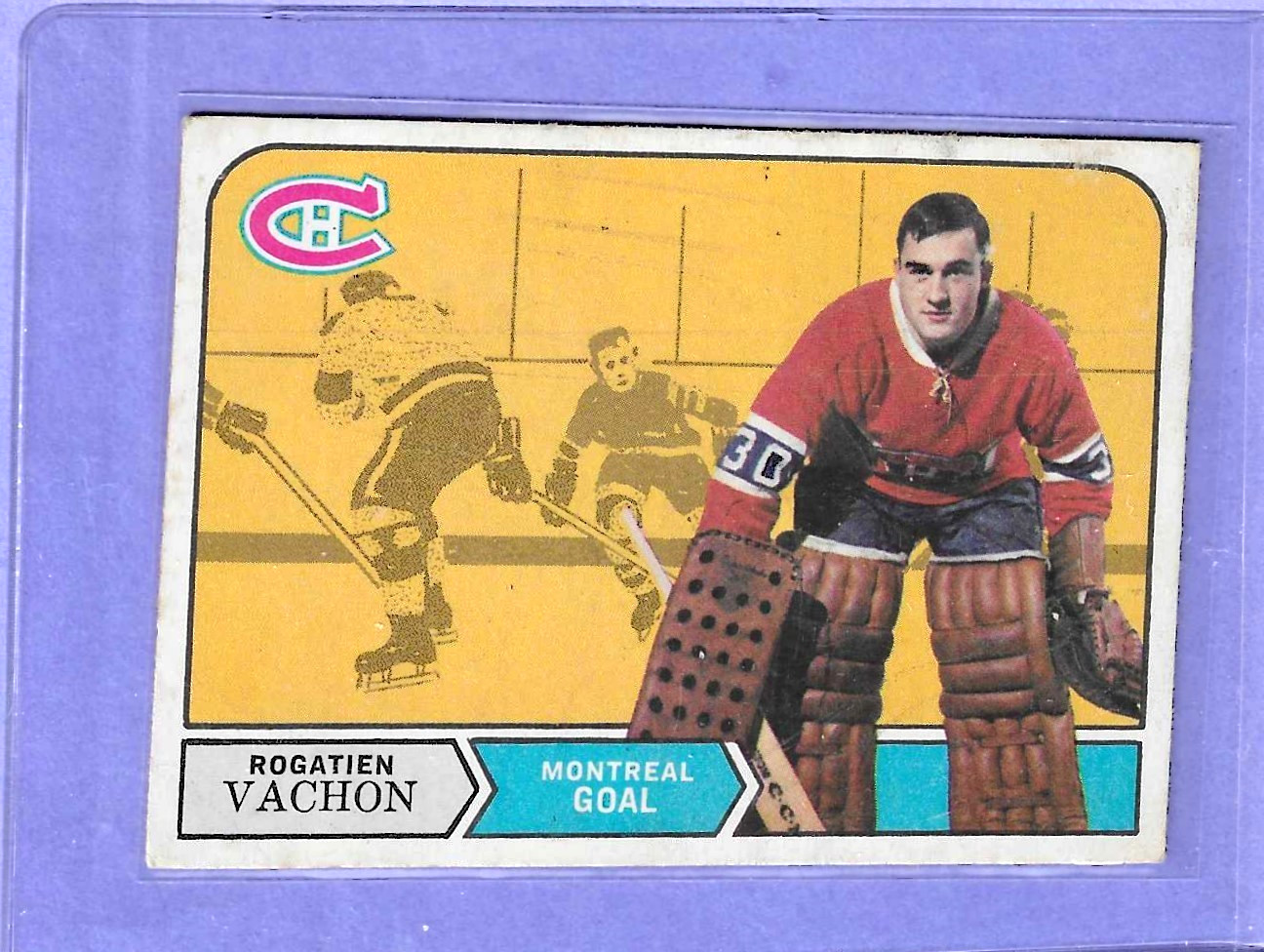 1968-69 O-Pee=Chee Rogatien Vachon Montreal Canadiens # 164 EX
