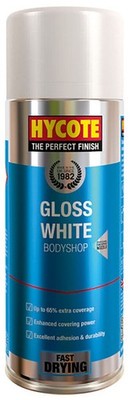 Hycote Gloss White schnelltrocknende Aerosol-Sprühfarbe 400 ml *3