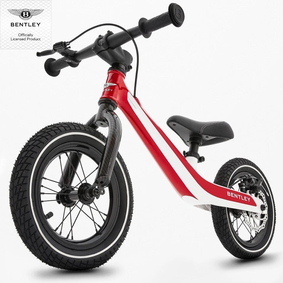 BENTLEY Balance Bike bi-color red white Original Laufrad mit Bremse Ledersattel