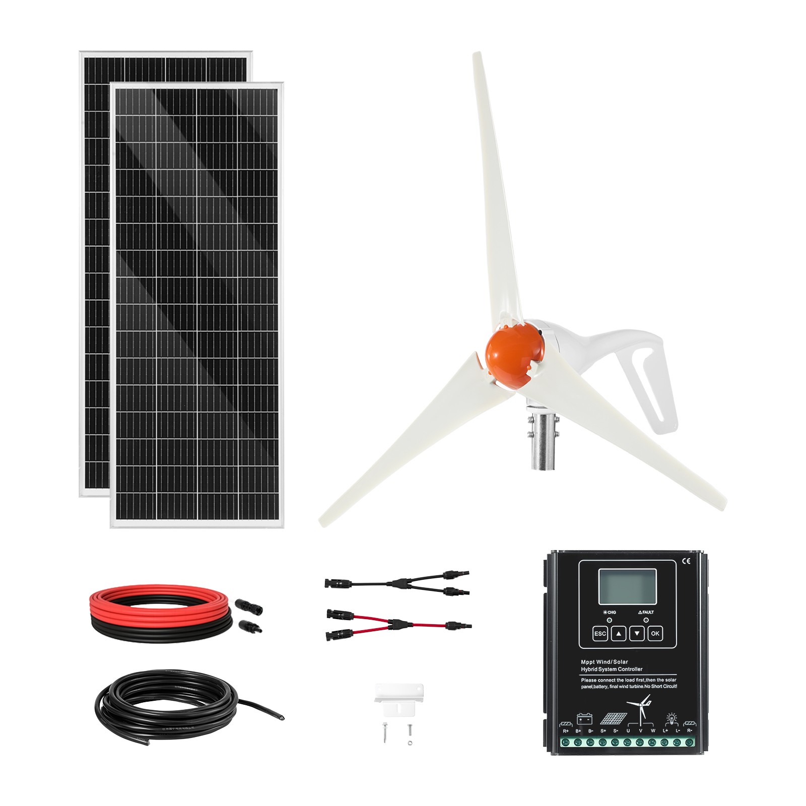 Kit éolien et solaire 12V 400W pour l'alimentation autonome des camping-cars et chalets de loisir
