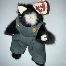 Ty "Purrcy" Attic Treasures Tuxedo Cat 8" Jointed Plush 1993 w/Tags Vintage
