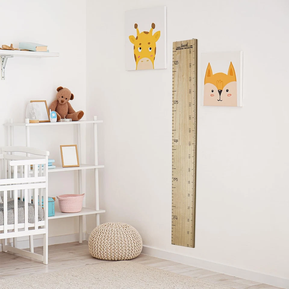 Regla de madera Eersida tabla de crecimiento para niños decoración de pared de guardería niños niñas altura... Foto 3 de 4