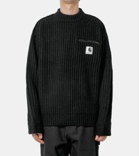 USED SACAI X CARHARTT WIP KNIT PULLOVER, 2 SIZES GOOD