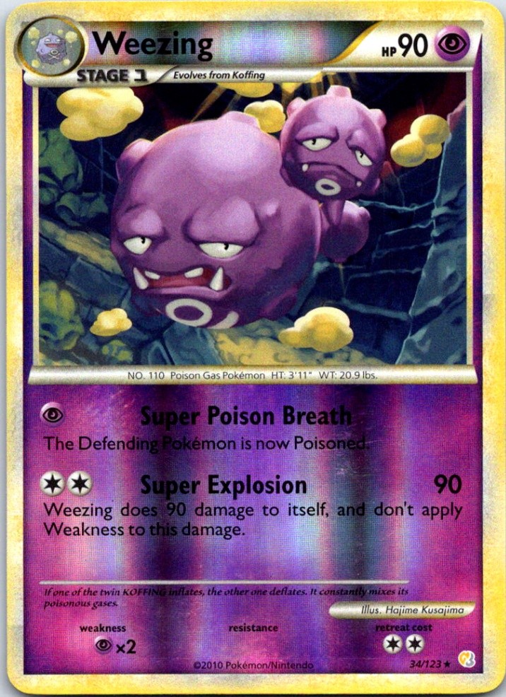 Weezing Reverse Holo Rare HeartGold SoulSilver 34/123 LP