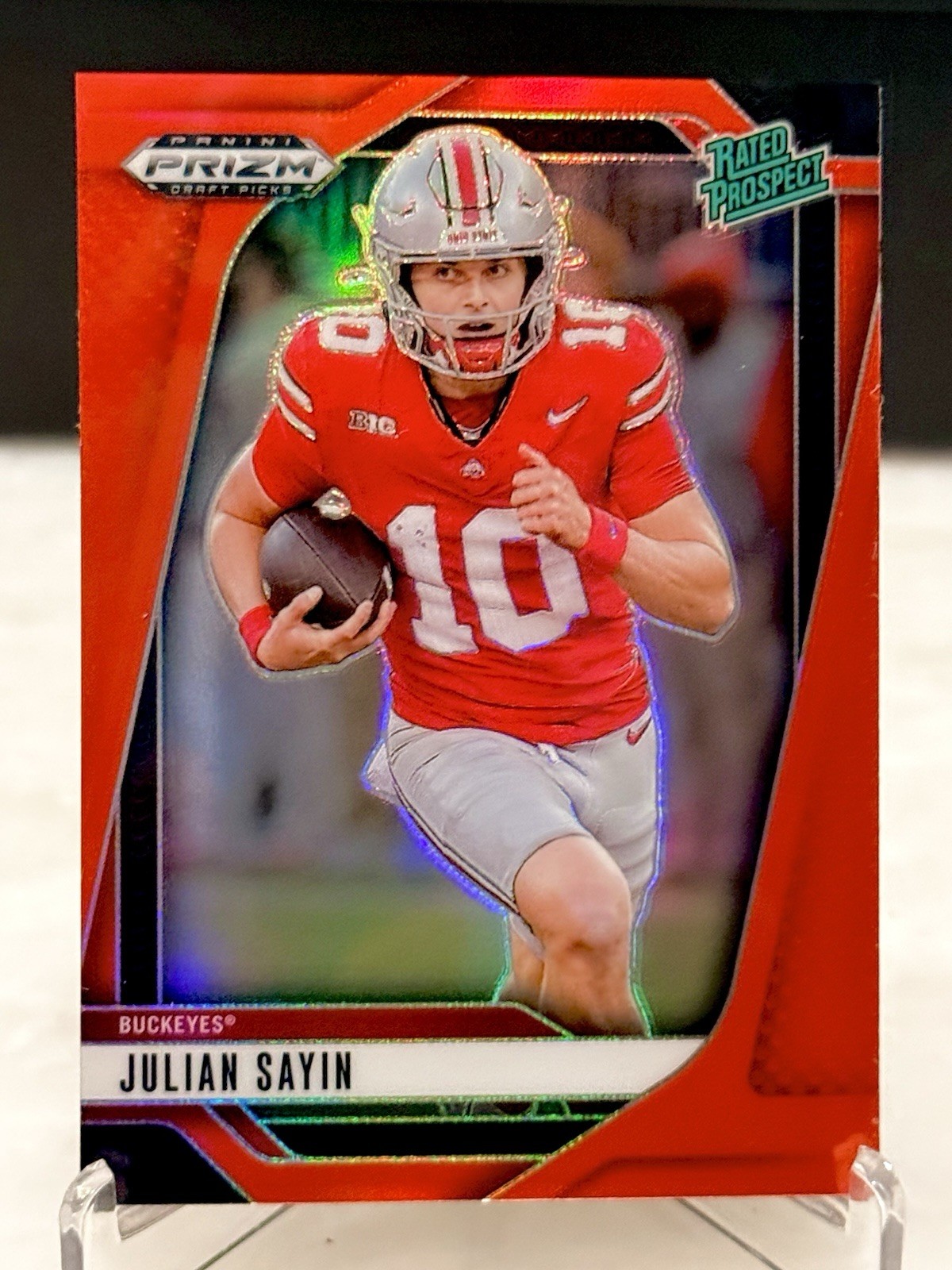 2025 Panini Prizm Draft Picks Julian Sayin Rated Prospect #161 Ruby Red /399